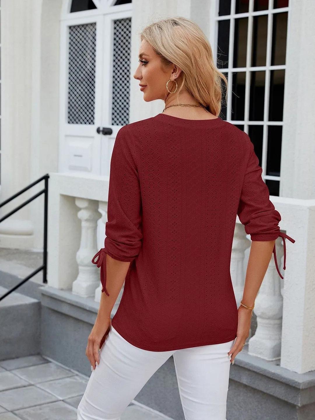 Grey Ribbed Knit Top with Short Sleeves