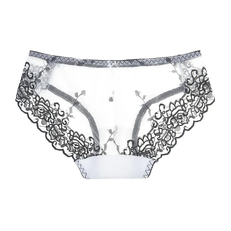 1 Pcs Mesh Panties Woman Embroidered Underwear For Woman Sexy Lace Briefs Woman Underwear Feamle Panties Sexy New M-XL BANNIROU