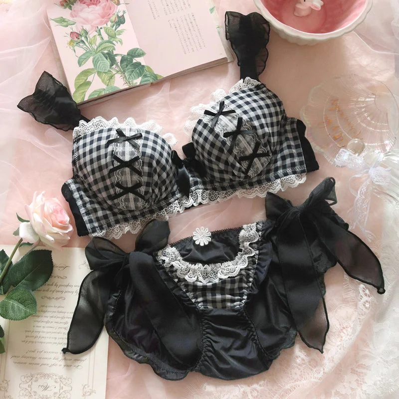 Soft Gothic Black Girly Underwear Set SP16976