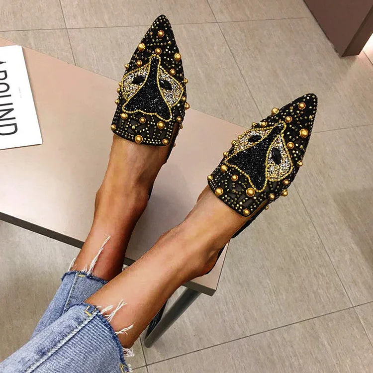 Comfortable And Fashionable Pointed Versatile Flat Slippers QueenFunky