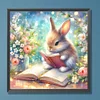Lapin lisant un livre-plein diamant rond peinture-30 * 30cm