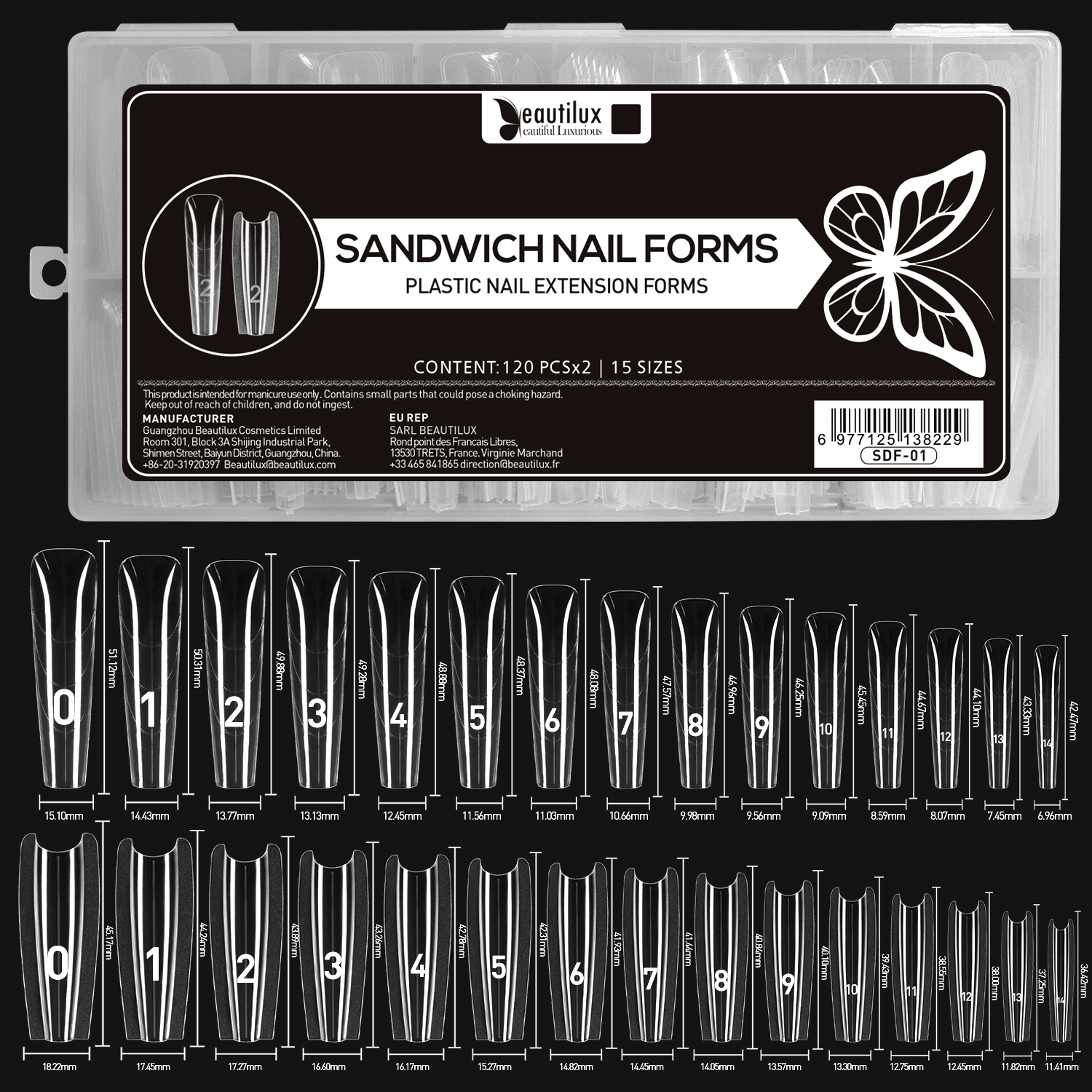 Sandwich Nail Forms 240pcs/box