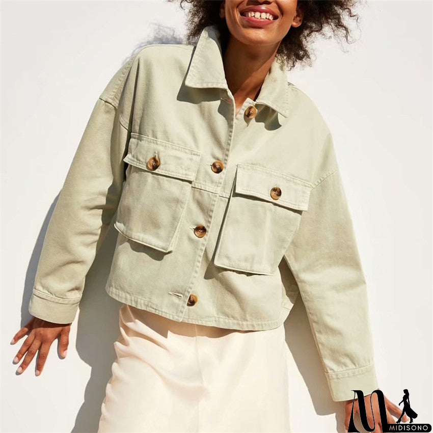 MidiSono - Women Fashion Coats Button pocket design loose Irregular punk outerwear