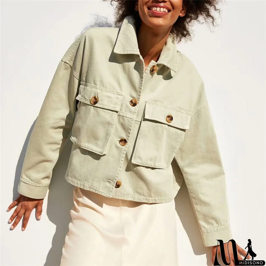 MidiSono - Women Fashion Coats Button pocket design loose Irregular punk outerwear