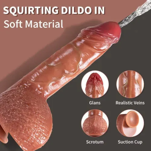 ejaculating vibrating dildo 10'' Soft Realistic Squirting Ejaculating Dildo with Enema Bulb – honeysx main image 0