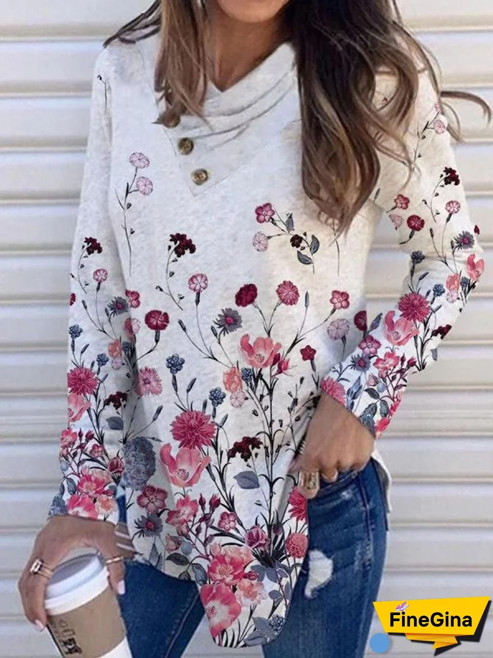 Autumn Button Decor Women Top