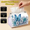 Blue Flowers Butterfly DIY PULeather Diamond Painting Tissue Box for Adults Beginners Gem Art Painting Napkin Holder for Living Room Bedroom Bathroom Table Decor