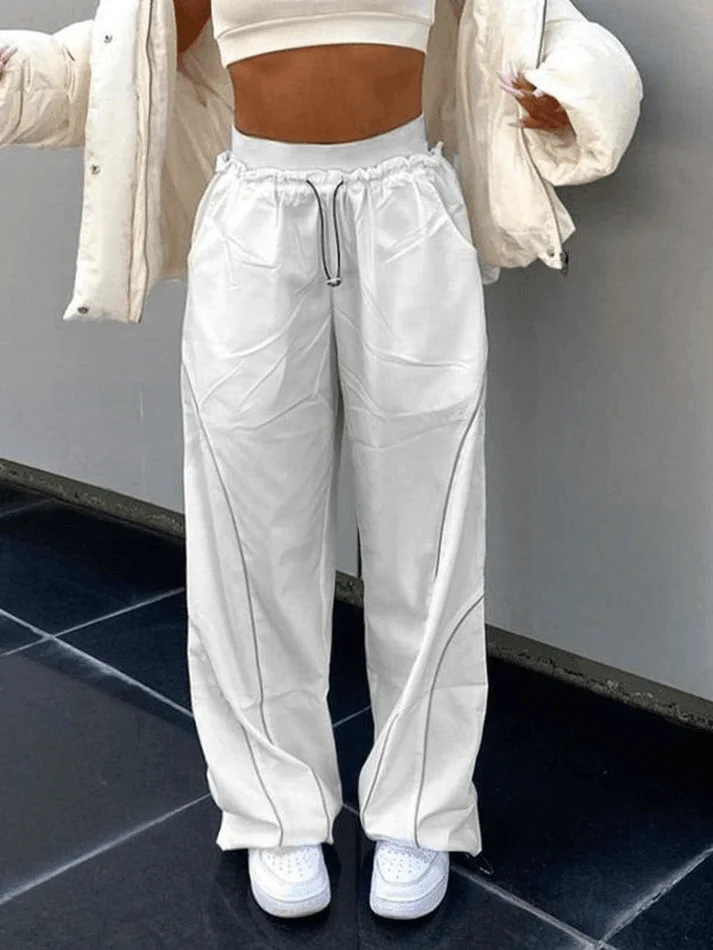 Brownm Hip Hop Pintuck Detail Baggy Parachute Pants