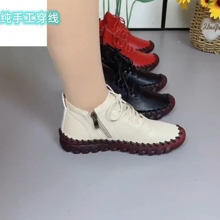 Breakj Breakj Beef Soft-Soled Mother Shoes Women 2025 Spring And Autumn New High-Top Single Shoes Casual Sneakers