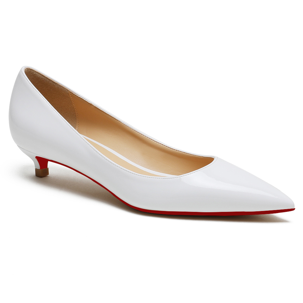 30mm Pointed Toe Red Bottom Kitten Heels Slip On Daily Pumps for Women