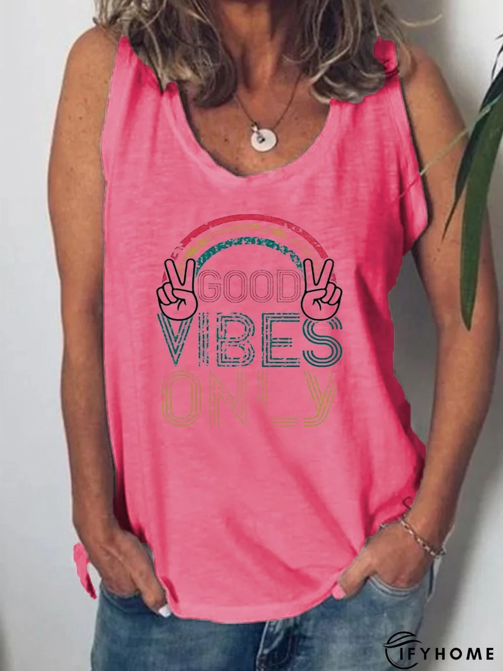 3/4 Sleeve Casual Round Neck Cotton-Blend T-shirt | IFYHOME