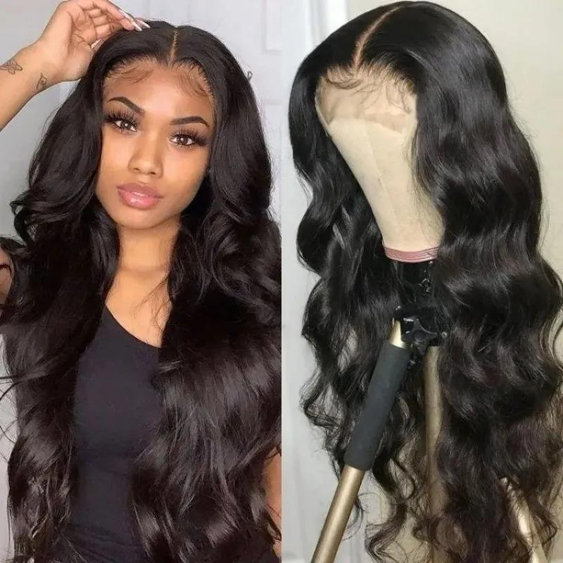 Glueless Pre Plucked  Lace Closure Wigs With Baby Hair Virgin Hair Body Wave Human Hair