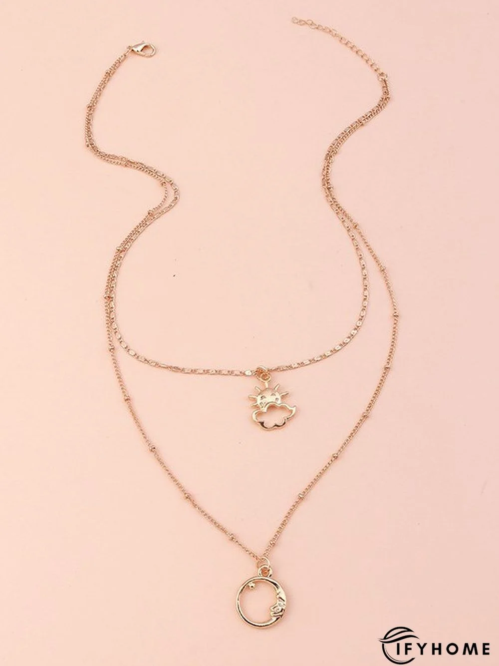 Boho Resort Moon Motif Layered Necklace Ethnic Vintage Beach Jewelry | IFYHOME
