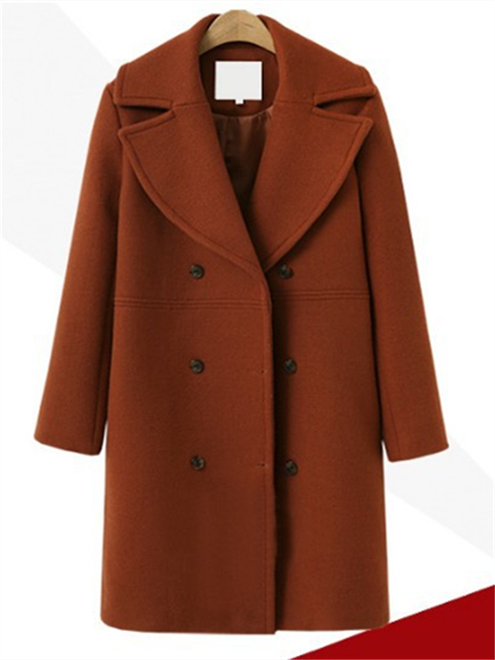 Autumn and Winter Large Size Women's Tweed Coat Female Double-breasted in Long Section Trench Coat Tweed Jacket | 168DEAL