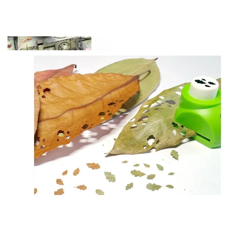 4 In 1 Leaves Pattern Paper Cutter Miniature Model Leaf Maker Sand Table Scene Modeling Tool Mini Hole Puncher for Scrapbooking