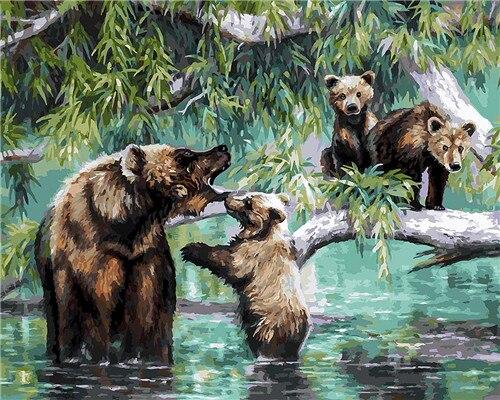 

Bear Mom With Her Babies – Paint By Numbers - 40*50CM, 501 Original