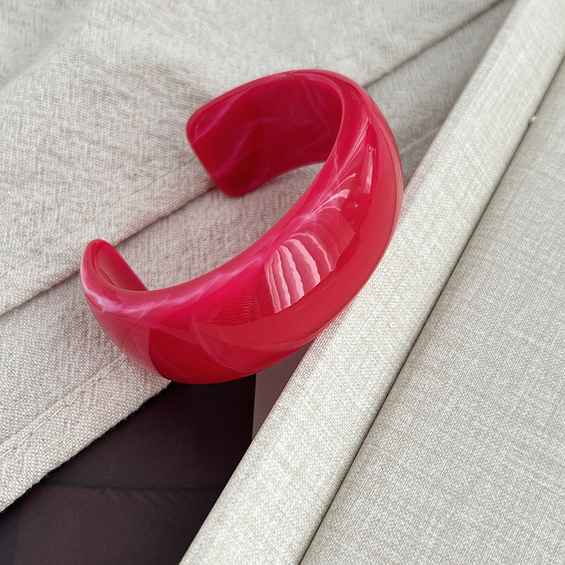 European and American style colorful marble pattern open bracelet unique design geometric acrylic jewelry