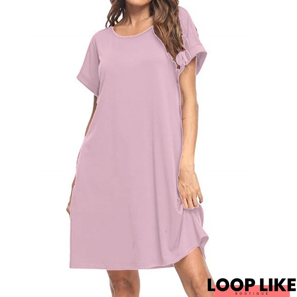 Women's Solid Color T-Shirt Dress