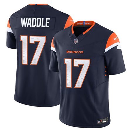 Youth Denver Broncos #17 Jaylen Waddle Navy Vapor F.U.S.E. Limited Stitched Football Jersey