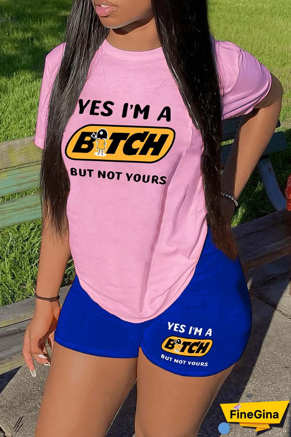 Blue Red Casual Print Basic O Neck Short Sleeve Two Pieces