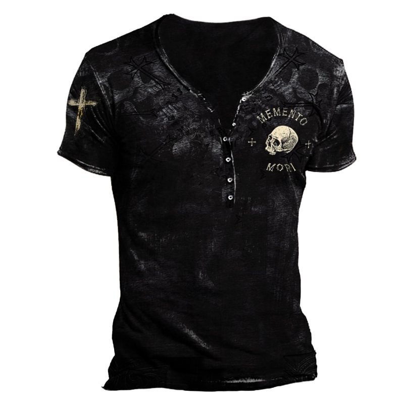 Mens Fashion Skull Print Short Sleeve T-shirt / [viawink] /