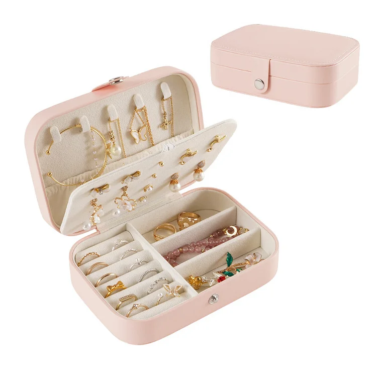 Portable travel storage box necklace ring earrings multi-layer jewelry box