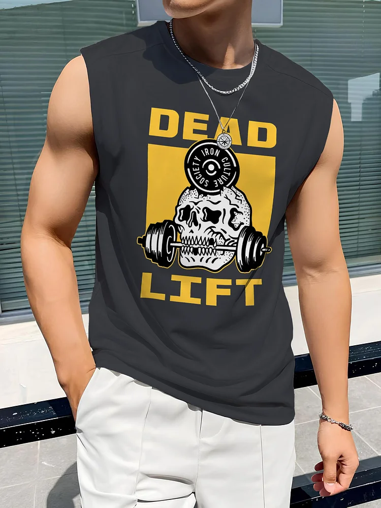 Men's Dead Lift Art Print Cotton Tank Top