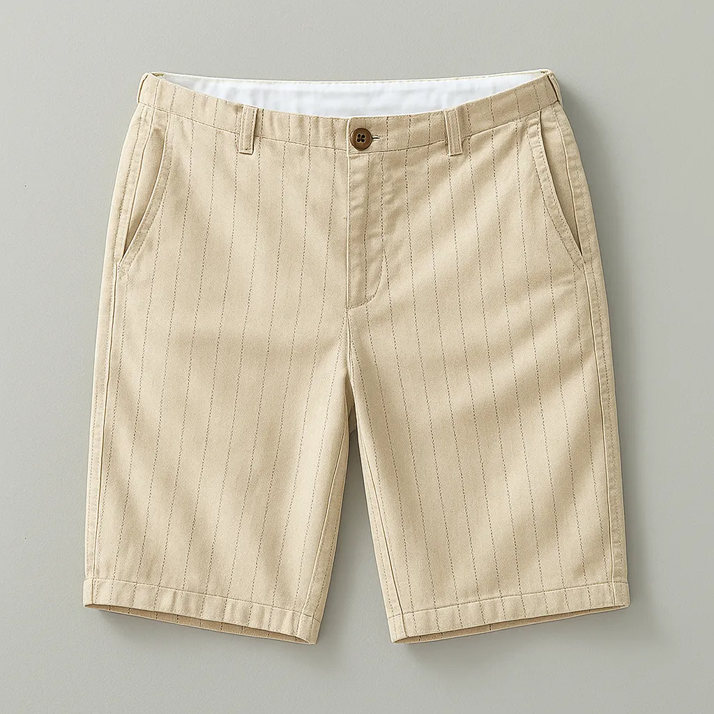 Men's Linen Blend Pinstripe Shorts &ndash; Tailored Summer Pair &ndash; Sand