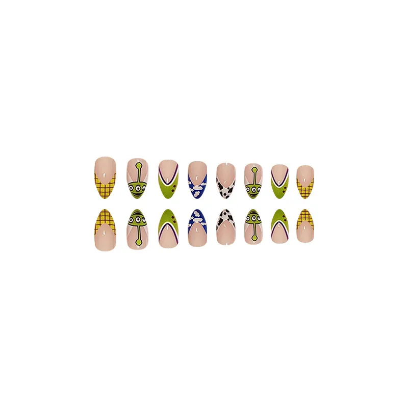 Churchf Churchf Clouds French Almond Pixie Halloween Milk Pattern Wear Nails Festive Nails