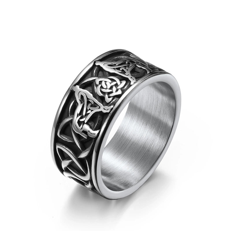 Fashion Celtic Knot Titanium Steel Celtic Wolf Men’s Ring