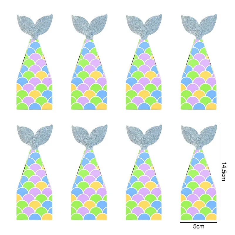 10Pcs Mermaid Tail Paper Candy Box Gift Bags Popcorn Boxes Kids Little Mermaid Birthday Party Decoration Baby Shower Supplies