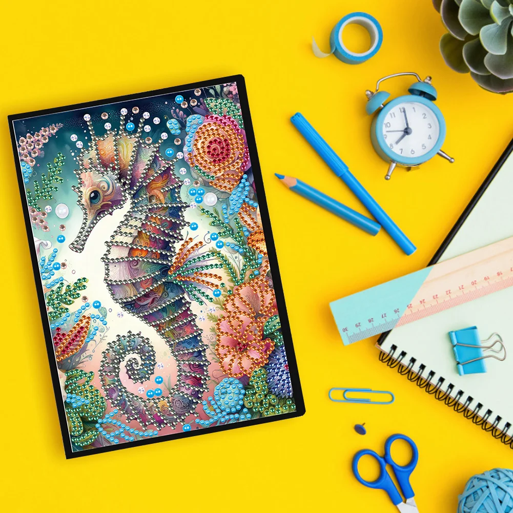 DIY Seahorse Special Shaped Diamond Painting Diary Book 50 Pages for Adults Kids