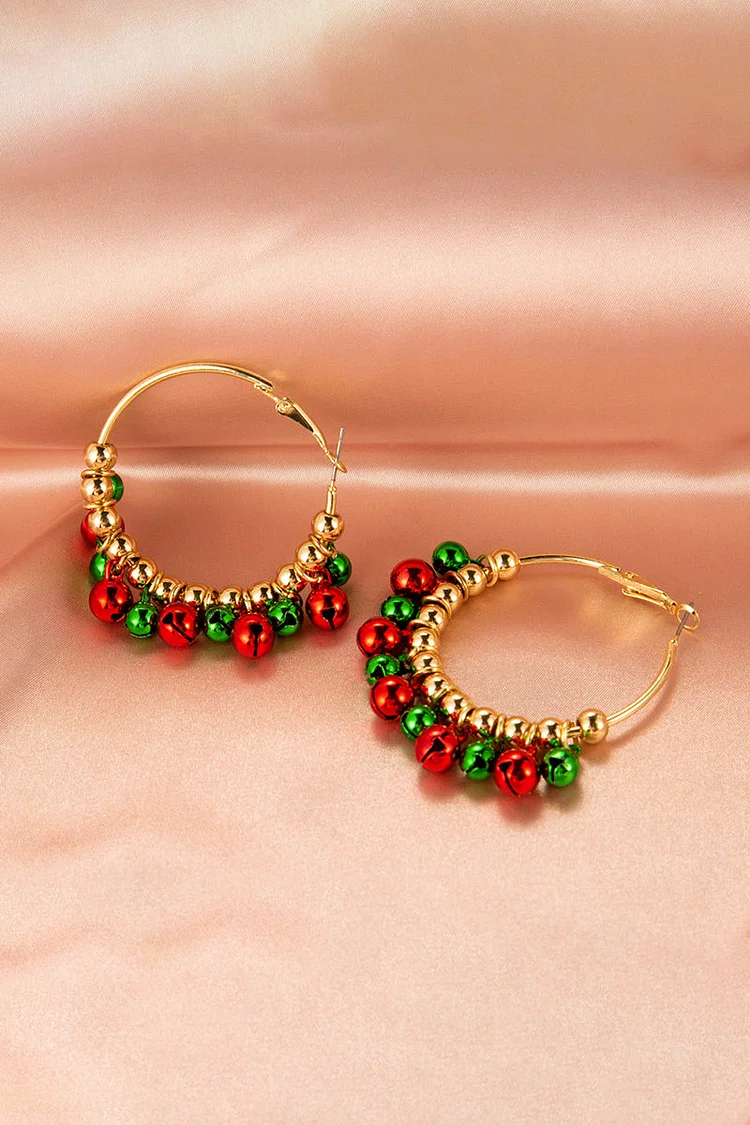 Christmas Bell Alloy Reflective Colorblock Dangle Earrings