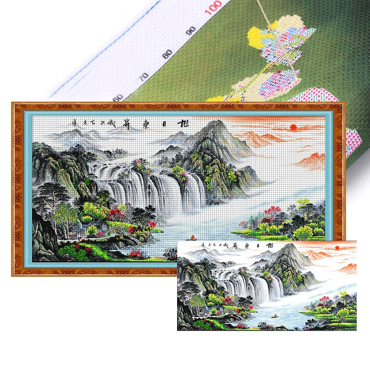 Spring-Butterfly Playing With Magnolia (180*90cm) 11CT Stamped Cross Stitch gbfke