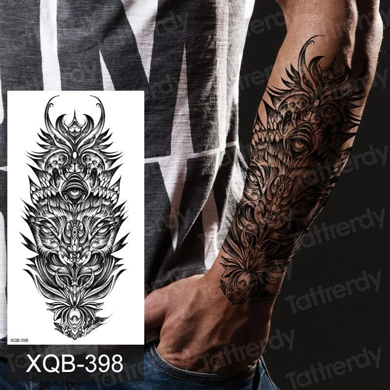 Waterproof Temporary Tattoo Sticker Lion King Crown Cross Tiger Pattern Fake Tatto Flash Tatoo Black Body Art for Kids Women Men