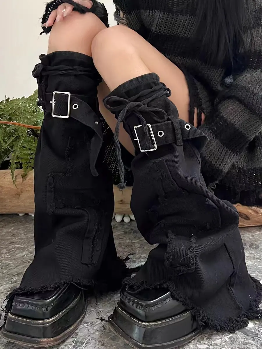 Breakj Breakj Leg Set Thin Drawstring Pile Socks Crucifix Design Boots Horn Socks Tide Woman