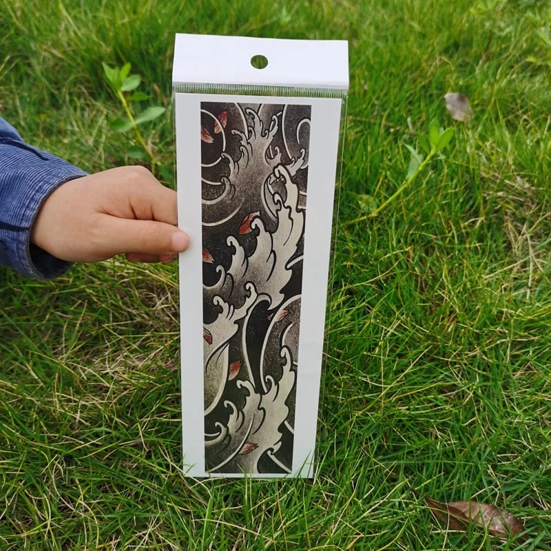 Waterproof Flower Arm Temporary Tattoo Sticker Chinese Wind Arm Ring Wave Art Dec Fake Tattoo Men Women Foot Ring Tattoo Sticker