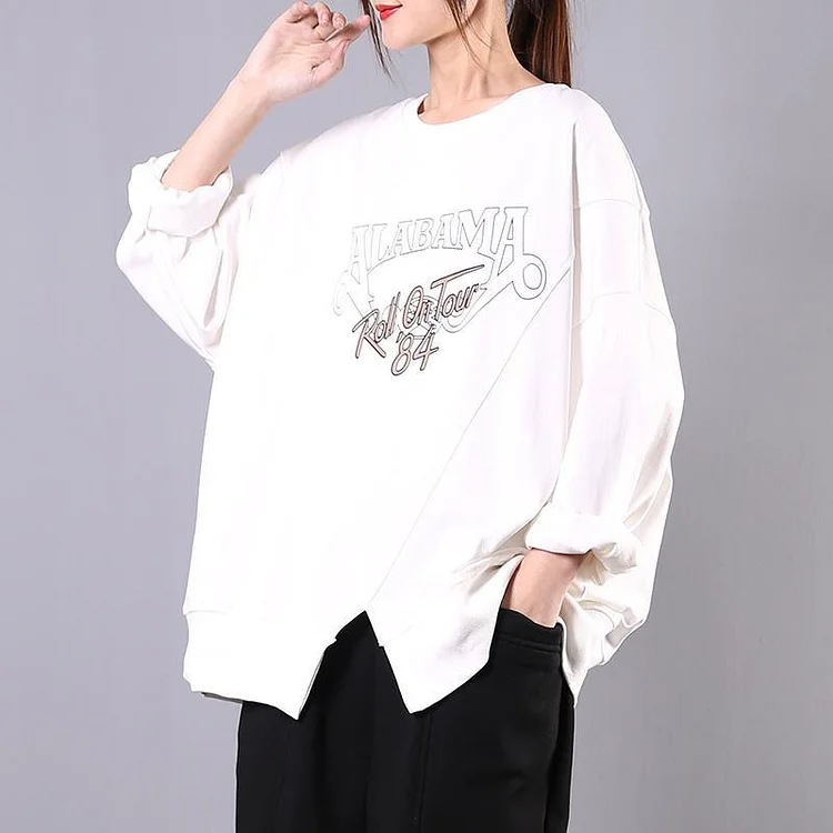 Art o neck cotton clothes For Women Shirts white print blouses
