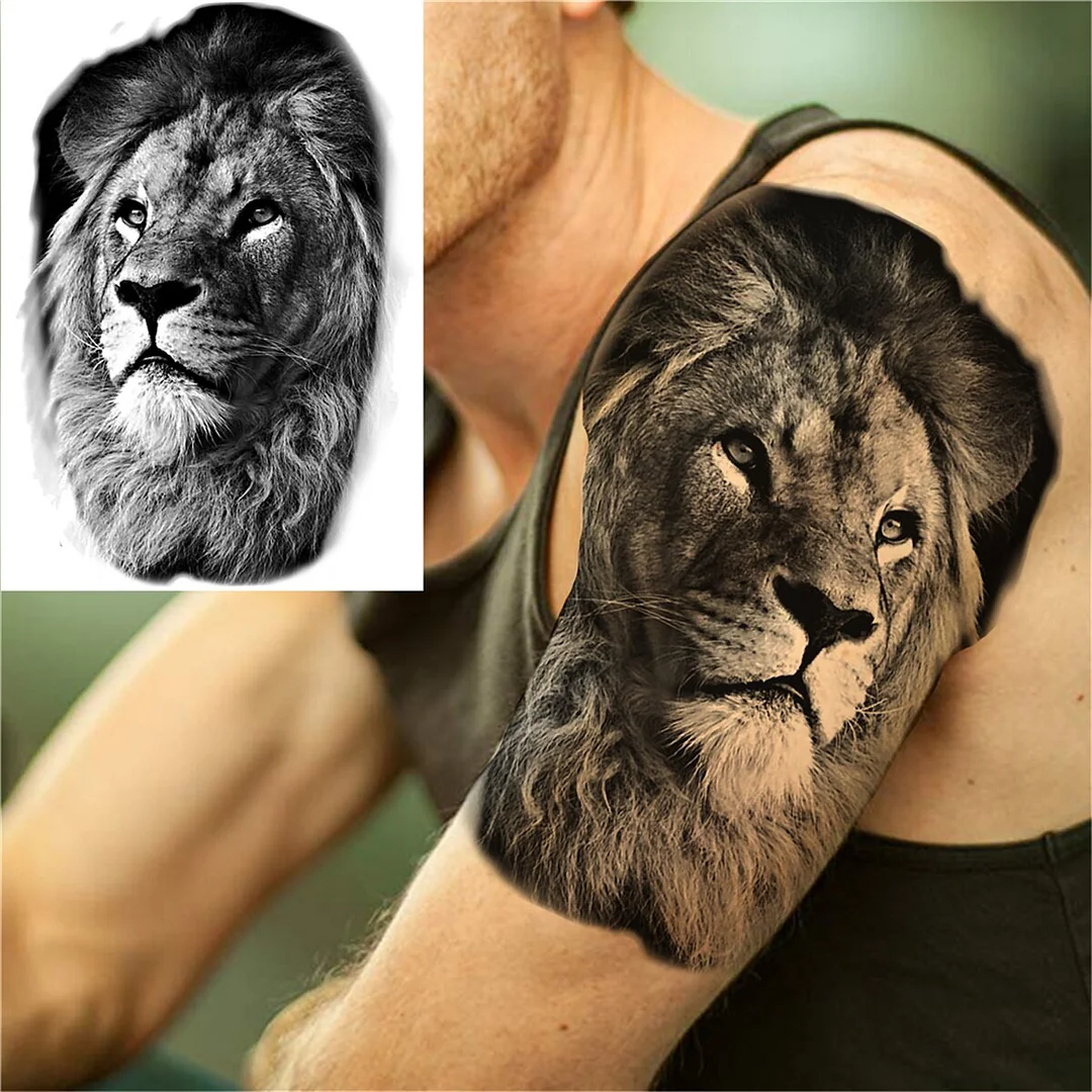Watercolour Tiger Temporary Tattoos For Men Women Kids Boys Wolf Lion Tattoo Sticker Animal Realistic Fake Body Tatoos Supplies