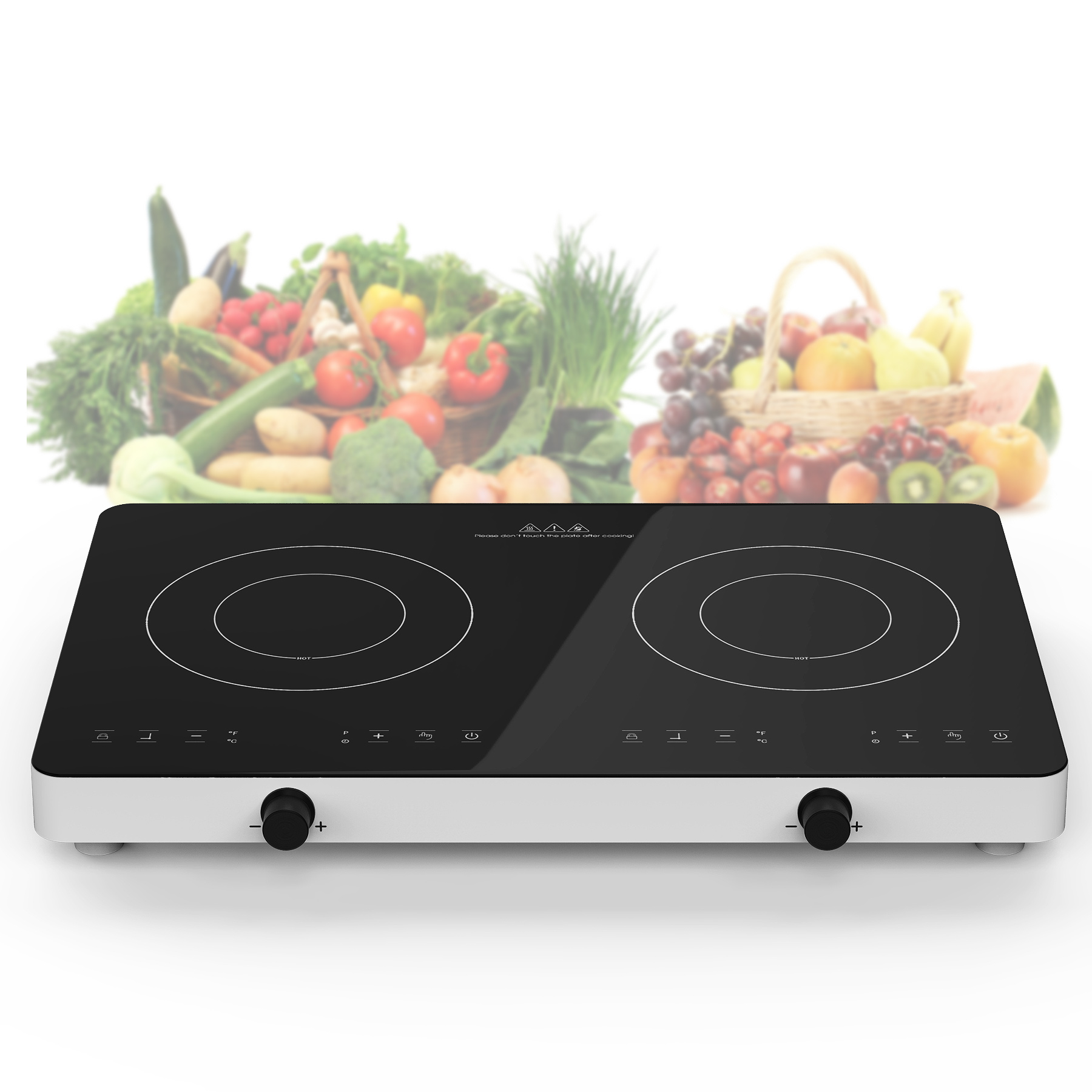 Vbgk Double Induction Cooktop120v Induction Burner Hot Plate With Knob Control9 Power Levels 9435