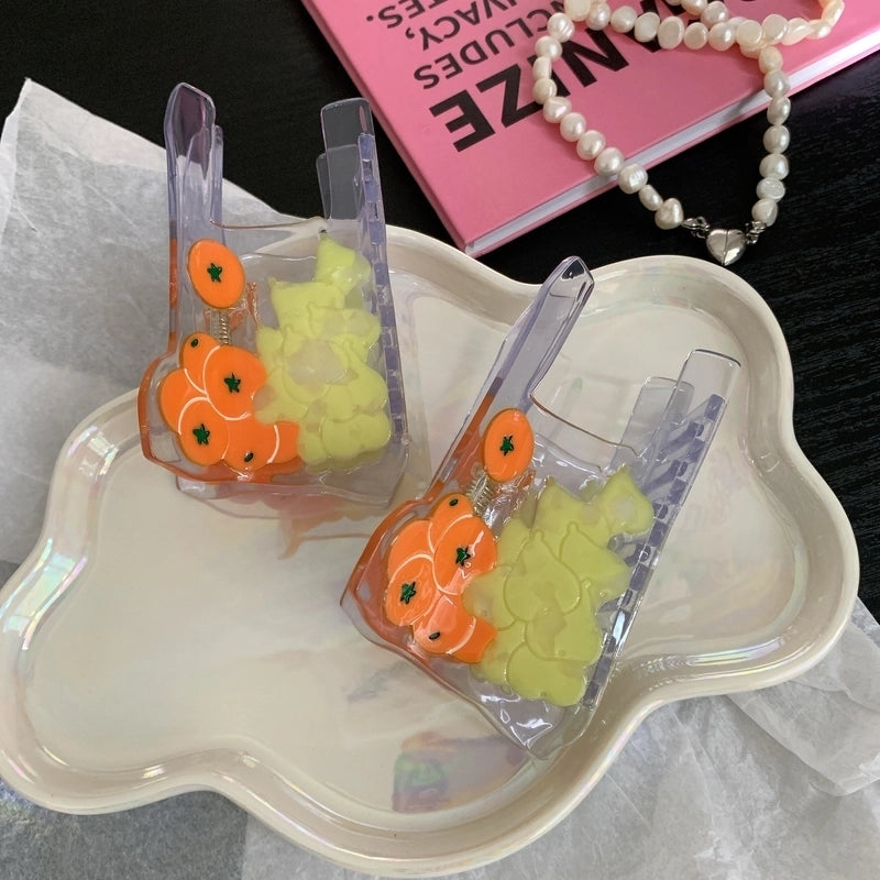 Women's IG Style Minimalist Plastic Bags Fruit Acetic Acid Sheets Hair Claws