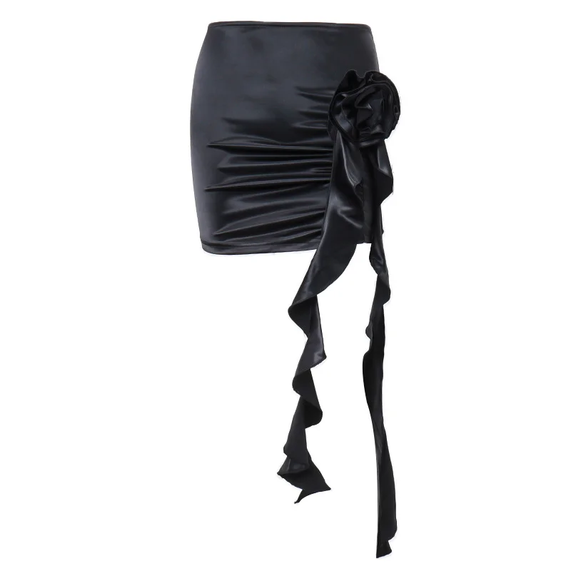 Brownm Brownm Ins Hot Style Fashion French Temperament Rose Decoration Pure Desire To Slim Half Body Short Skirt Woman