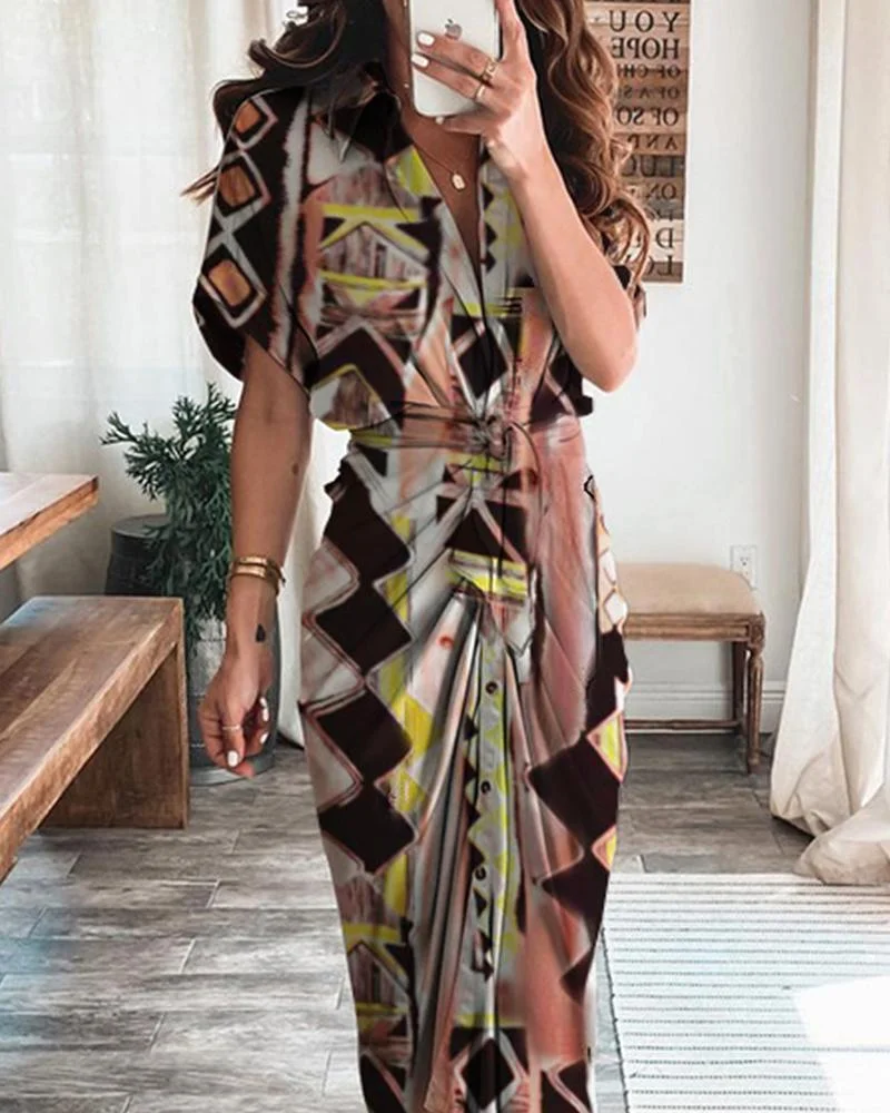 Commuter Fashion Printed Shirt Dress