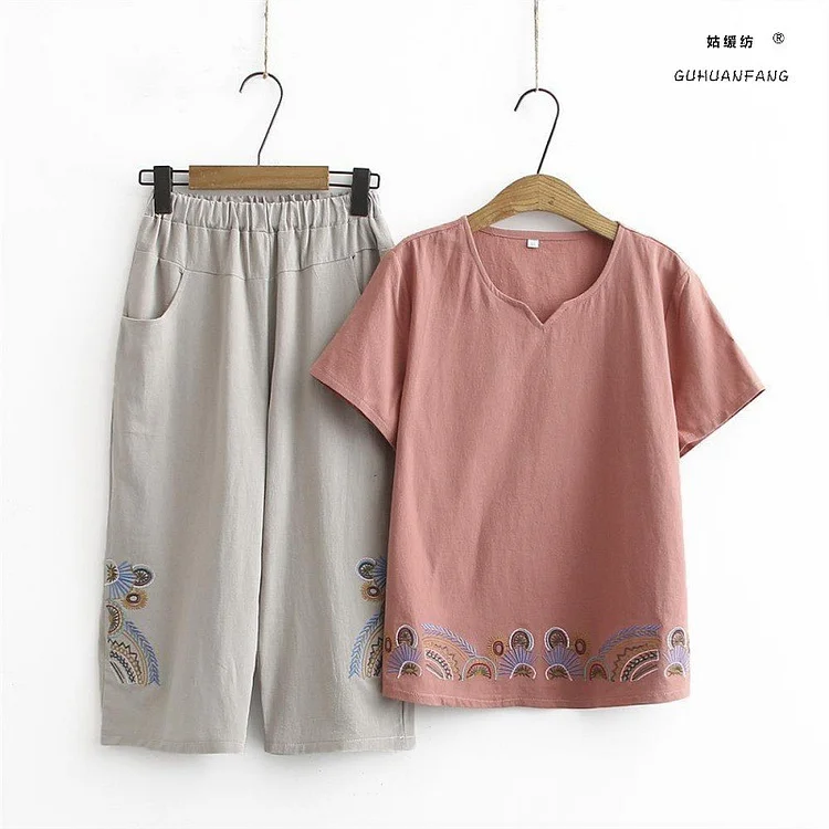 VChics Tribal Floral Shirt Two Piece Set