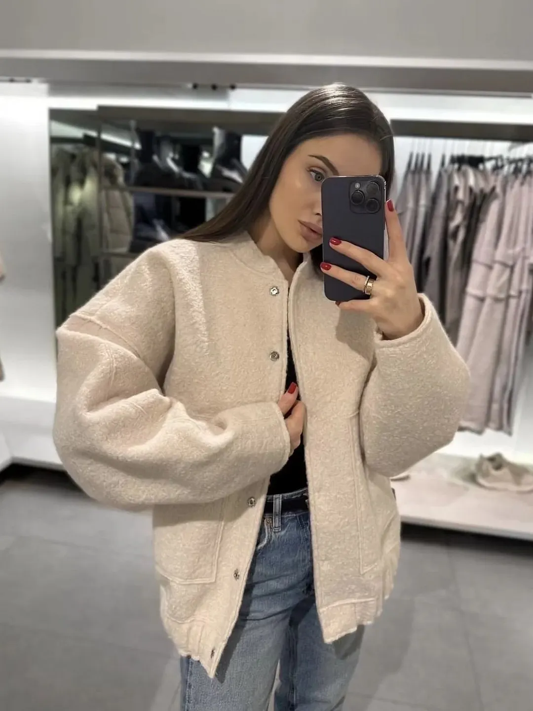 Nigikala Nigikala New 15 Color Loose Casual Jacket Street Y2K Collar Dark Buckle Coat Female B88420
