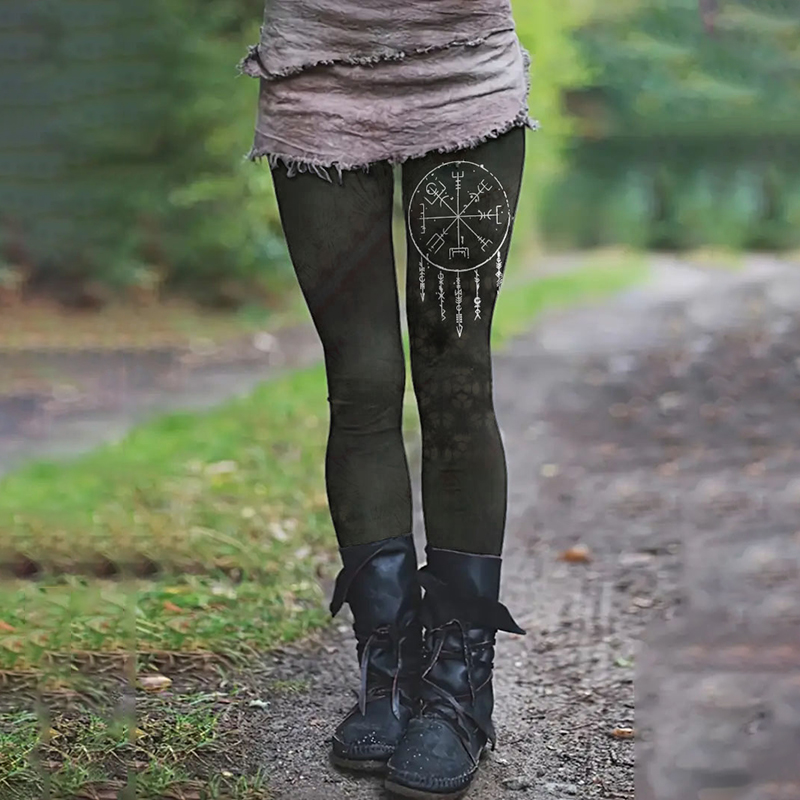 Tie-Dye Viking Totem Retro Leggings elevenforest