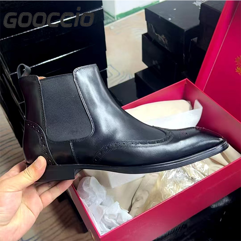 YH204 Prenium Calf-Skin Dress Boots/Chelsea Boots For Men GOOCCIO   
