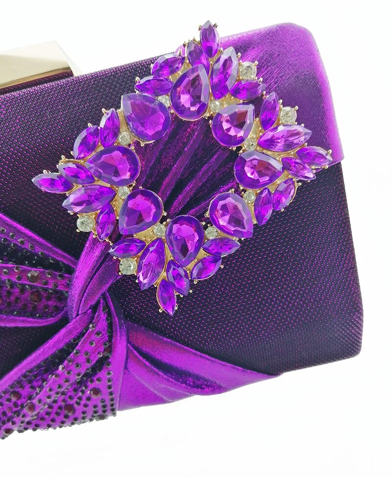 Italian design Silver Color Shoes and Bag for Women African Ladies Shoes and Bag Set Decorated with Rhinestone Metal Decoration