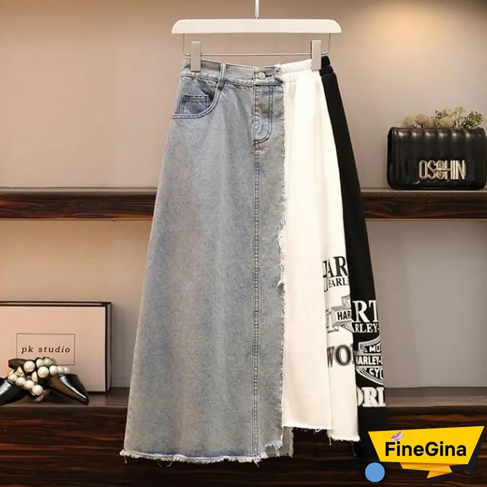 Single-breasted T-shirt+Patchwork Skirt P14814