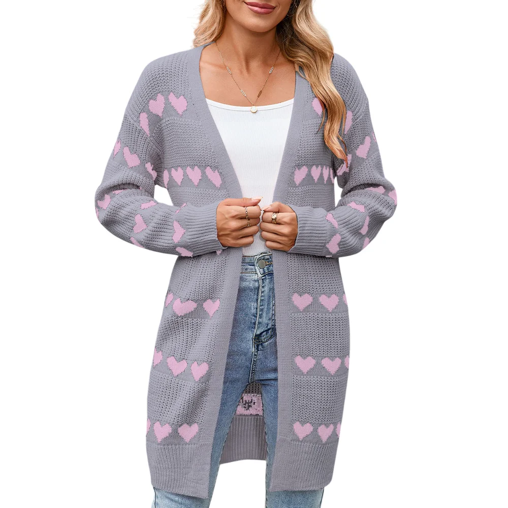 Athvotar Athvotar And Winter New Valentine's Day V Word Love Lasce Knitted Cardigan Coat Sweater Woman